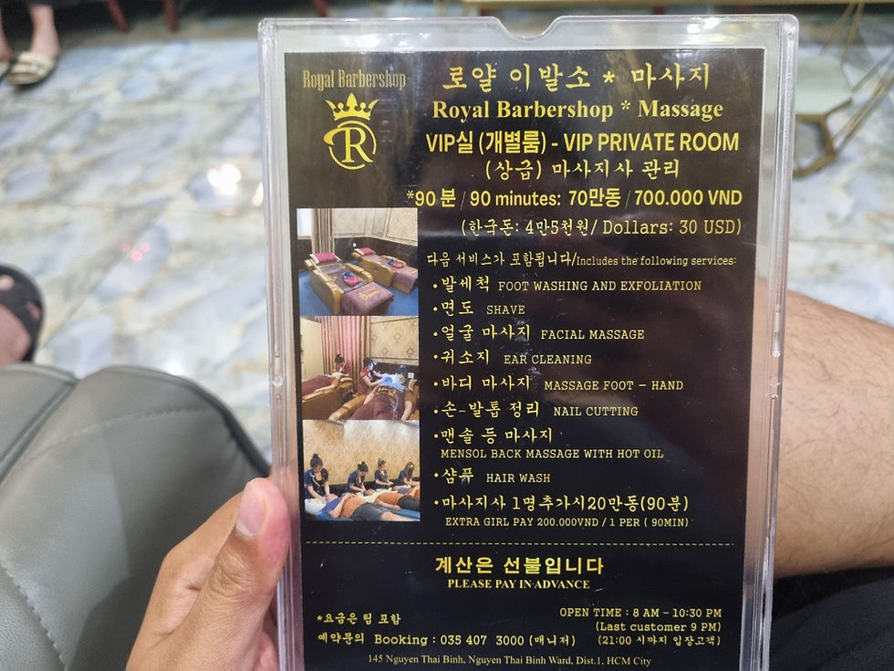 District 1, Ben Thanh Market Royal Barbershop, Menu(2)