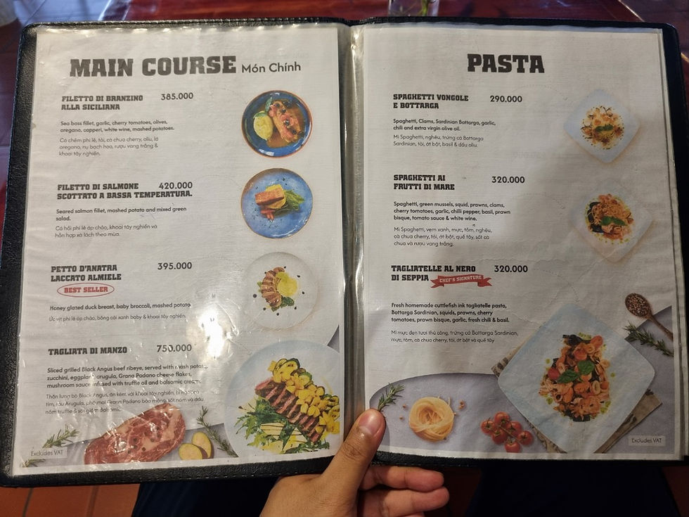 District 2, An Phu Sun Avenue Italian Restaurant Tavolo Dello Chef, Menu(3)