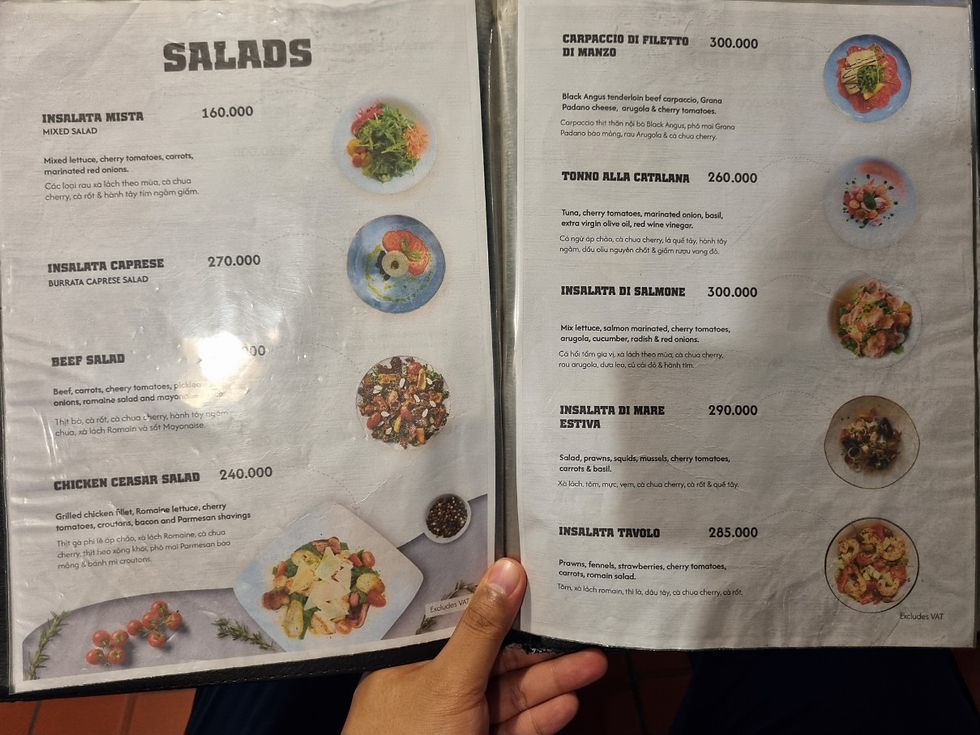 District 2, An Phu Sun Avenue Italian Restaurant Tavolo Dello Chef, Menu(2)