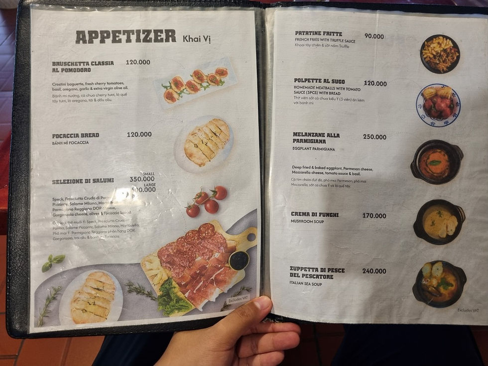 District 2, An Phu Sun Avenue Italian Restaurant Tavolo Dello Chef, Menu(1)
