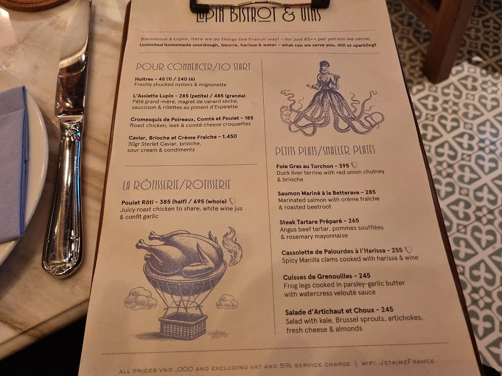 호치민 맛집 2군 타오디엔 프렌치 레스토랑 Lupin Bistrot et Vins, 메뉴(1)