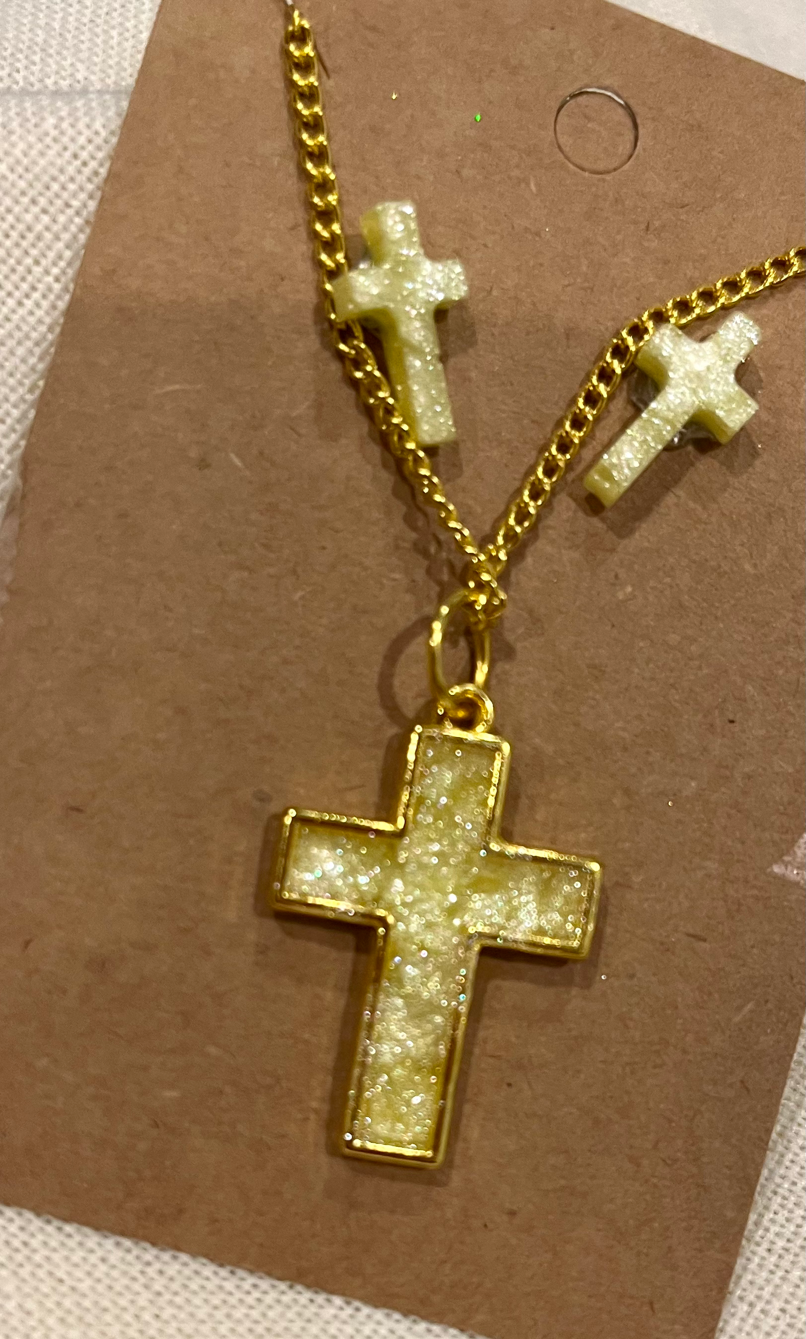 Glitter Cross and Earring Sets