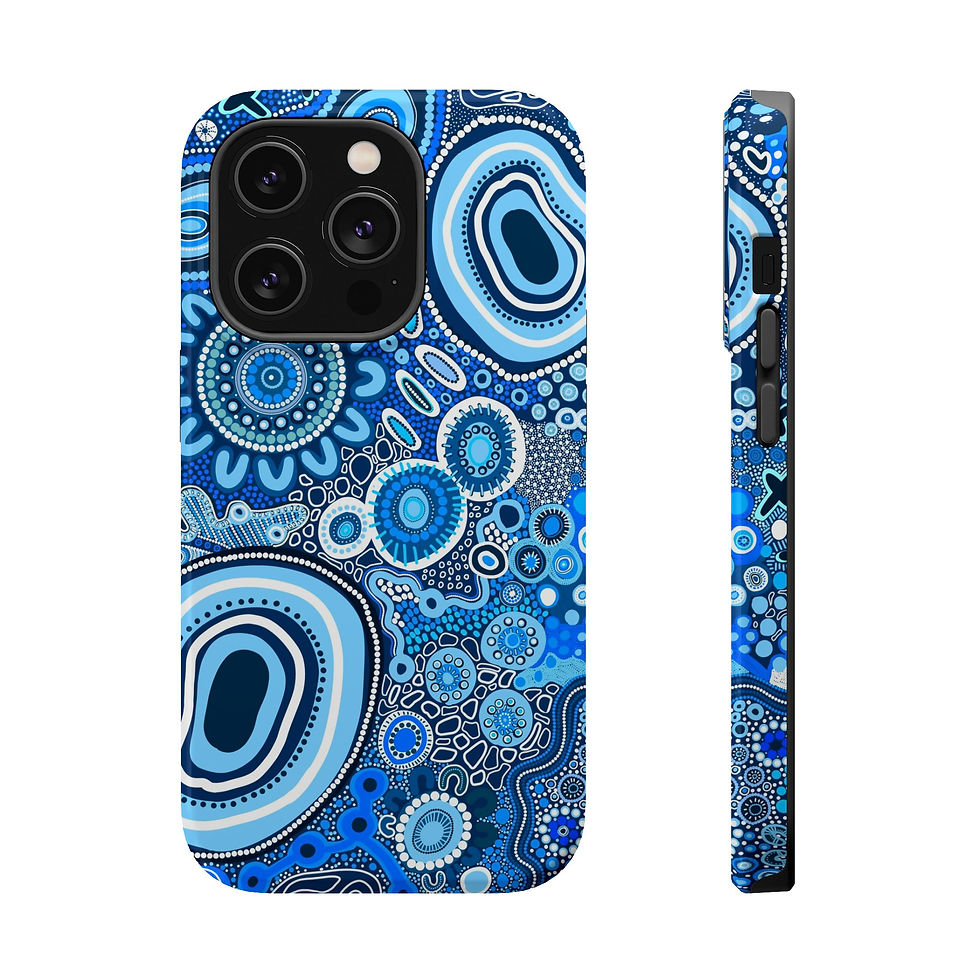Thumbnail: Blue Aboriginal Dot Art Phone Case — Magnetic Impact-Resistant Protective Cover