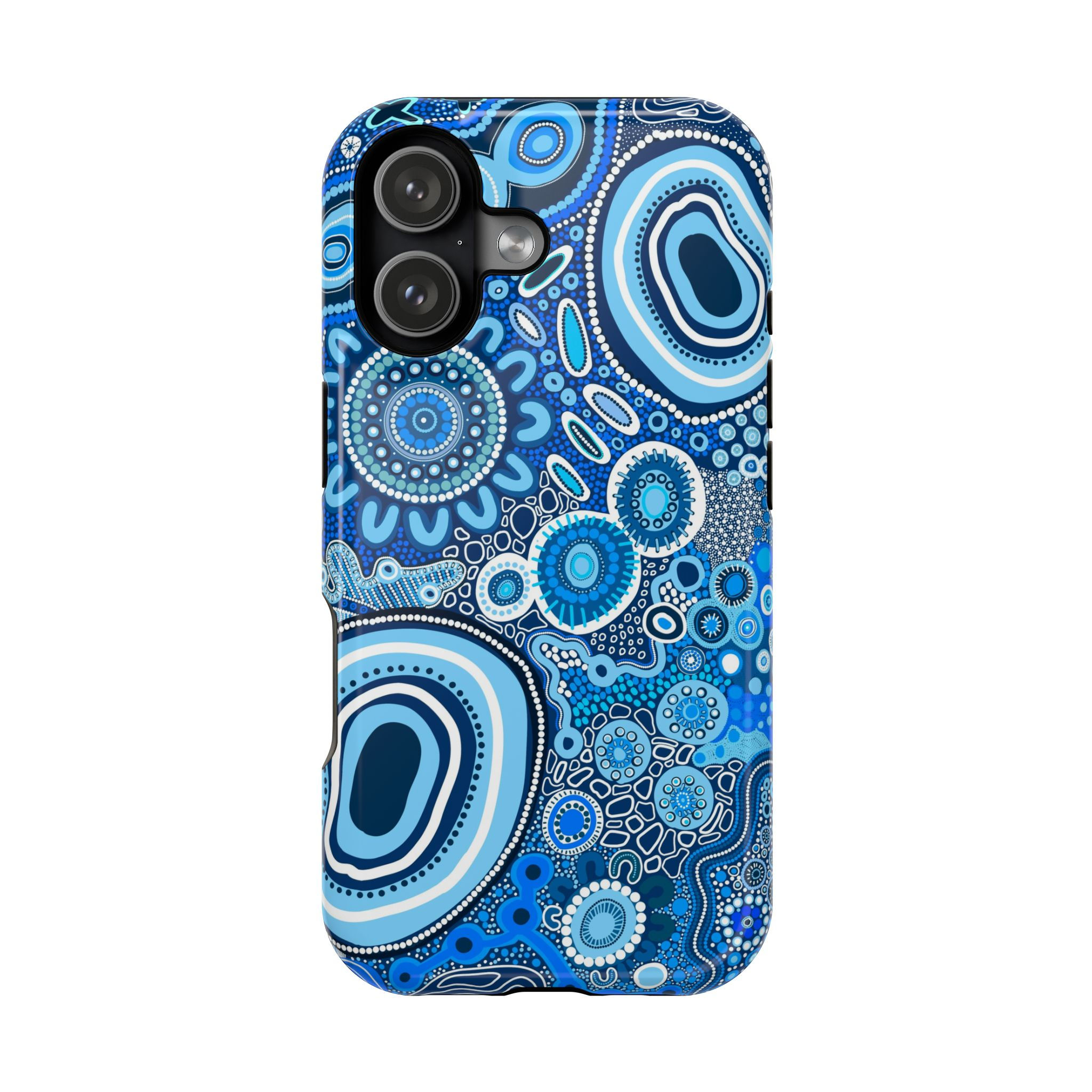 Blue Aboriginal Dot Art Impact-Resistant Phone Case