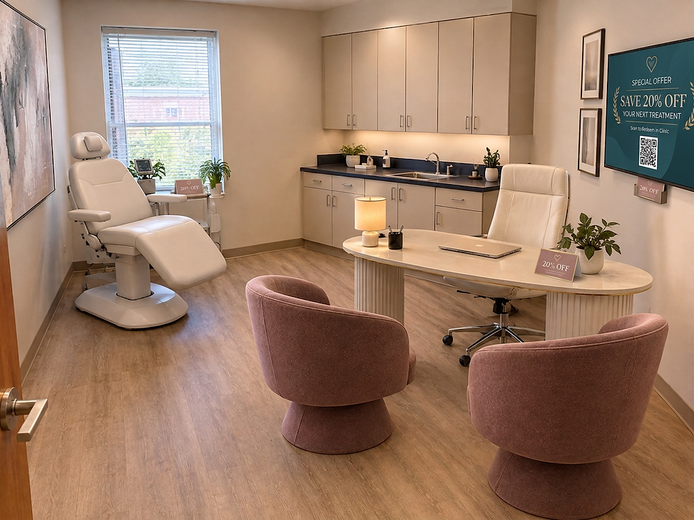 Modern minimalist cardiology clinic interior.