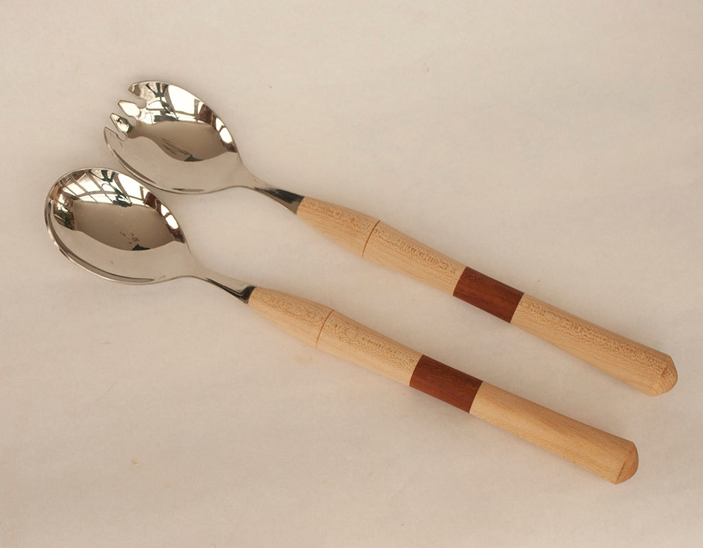 Salad servers in sycamore and sapele