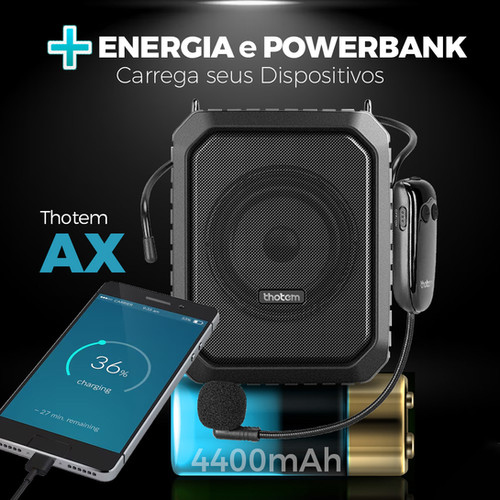 Amplificador Profissional Portátil de Voz THOTEM AX, 18W - Kit do