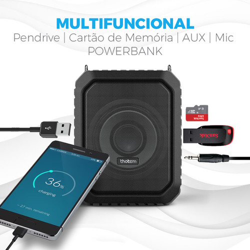 Amplificador Profissional Portátil de Voz THOTEM AX, 18W - Kit do