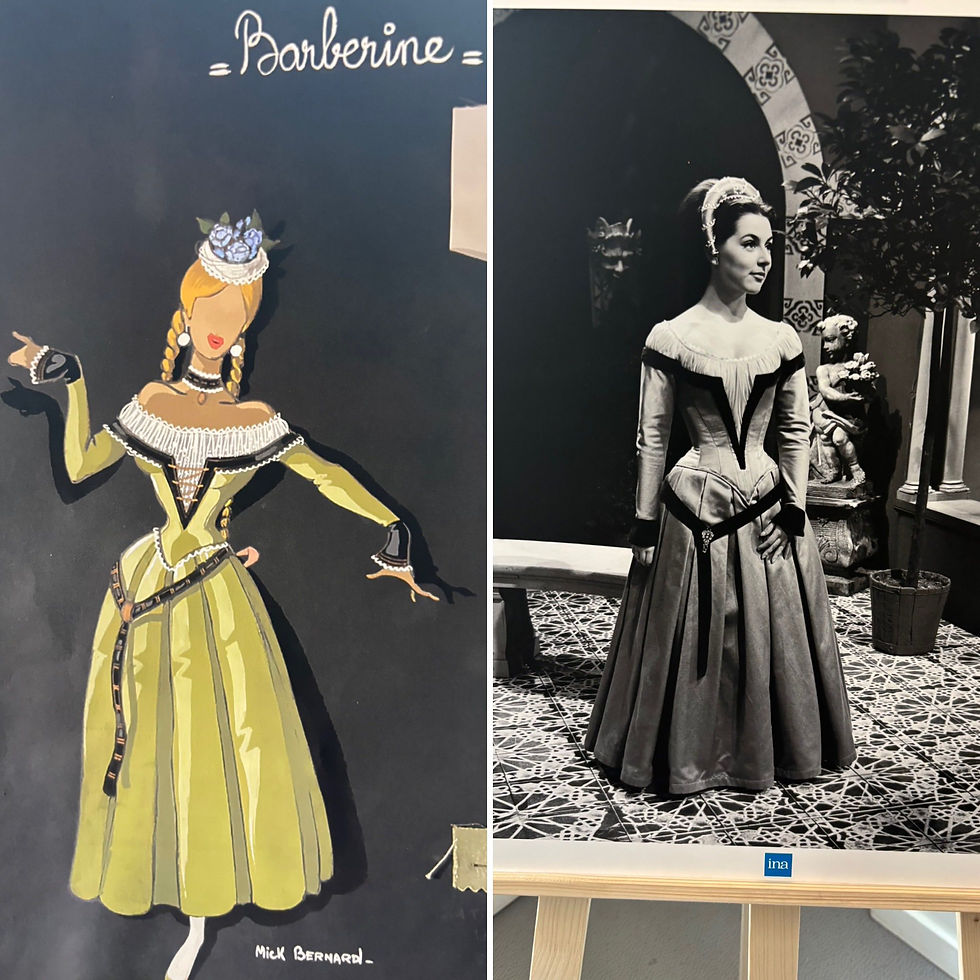 Maquette pour Barberine et la photo correspondante du costume créé par Mick Bernard (1929-1989)