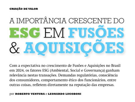 A Importùncia Crescente do ESG em FunsÔes & AquisiçÔes