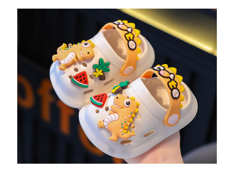 Childrens Slippers Hole Kids Sandals Soft Anti-Skid Cartoon Dinosaur DIY