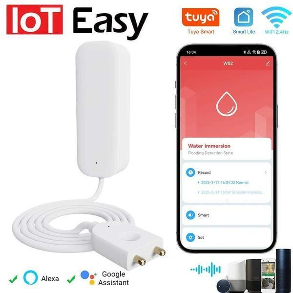 Tuya Smart WIFI Water Leakage Sensor Alarm, Water Level Detector