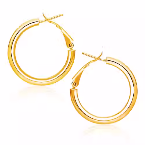 14k Yellow Gold High Polish Hoop Earrings(2x20mm)