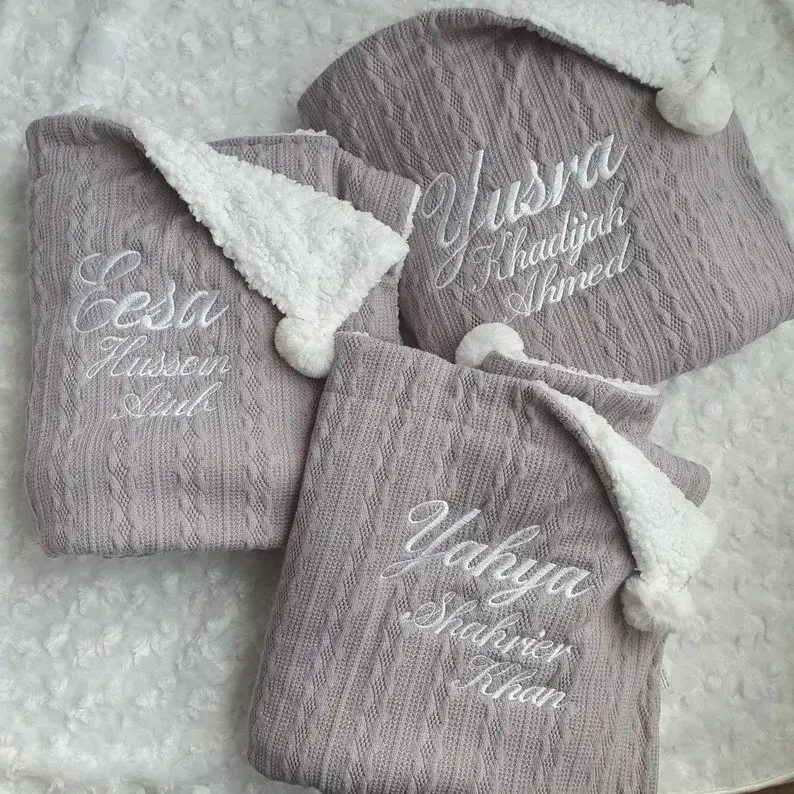 Thumbnail: Name Personalized Knitted Baby Quilted Cover Blanket