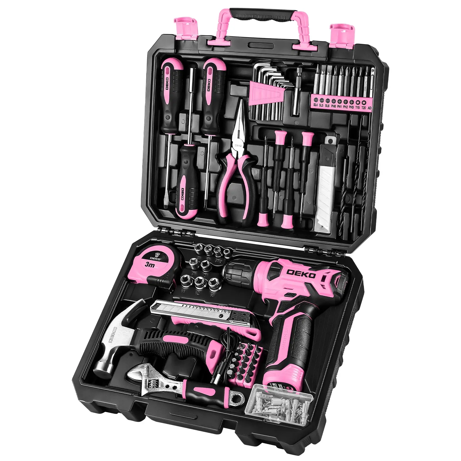 DEKO 126Pcs Power Tool Combo Kits With 8V Cordless Drill,10MM 3/8''