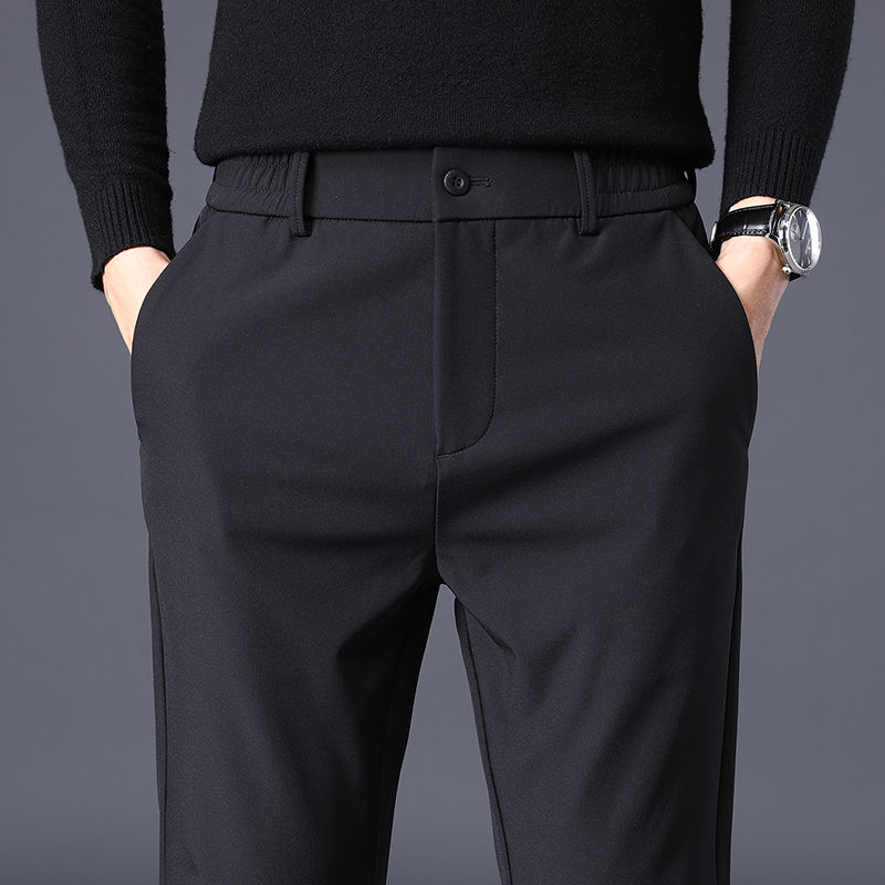 Thumbnail: Autumn Winter Men's Casual Pants Business Stretch Slim Fit Elastic Waist Jog
