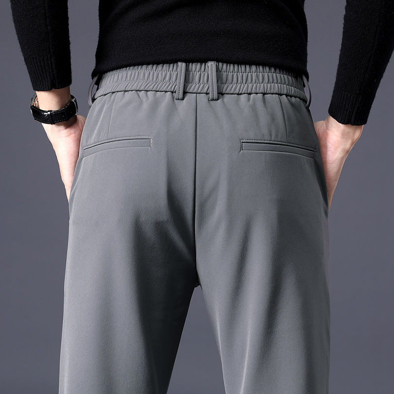 Thumbnail: Autumn Winter Men's Casual Pants Business Stretch Slim Fit Elastic Waist Jog
