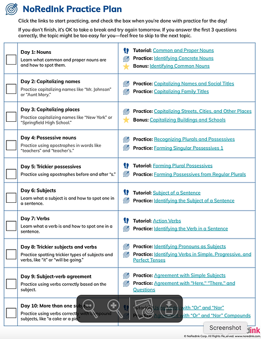 This is a great interactive plan that allows children to learn about the different types of nouns, verbs, adjectives and adverbs, fragment and run-on sentences, commas, and commonly confused words.