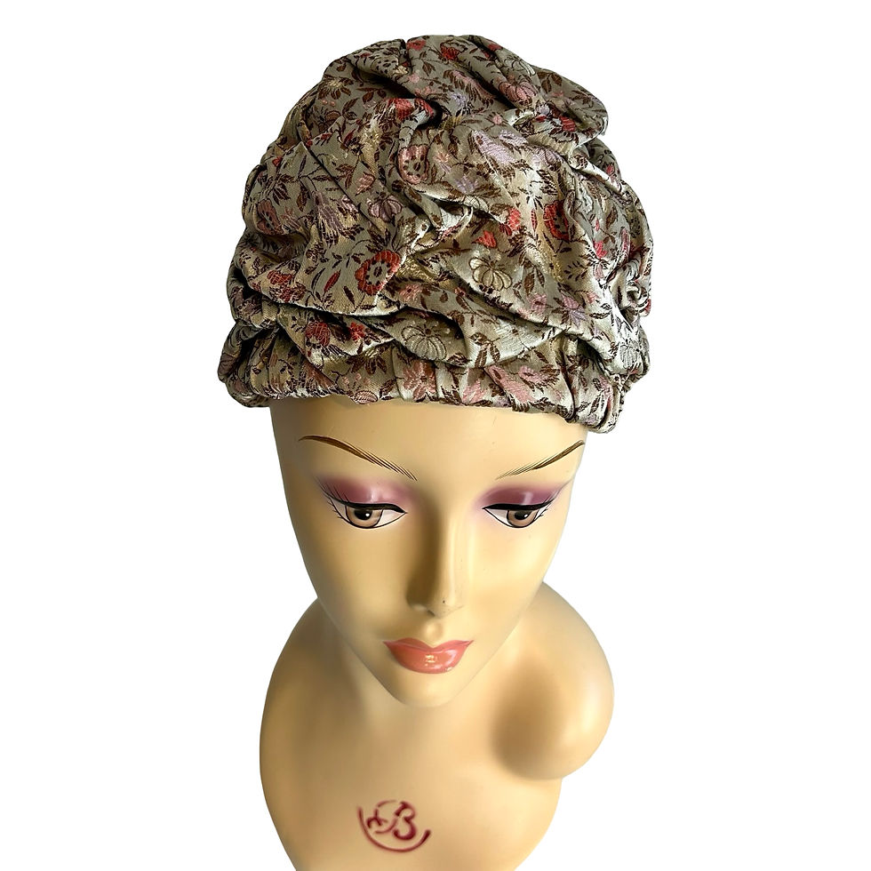 Thumbnail: Vintage 60s Nadelle Montreal Metallic Floral Brocade Turban Toque Hat