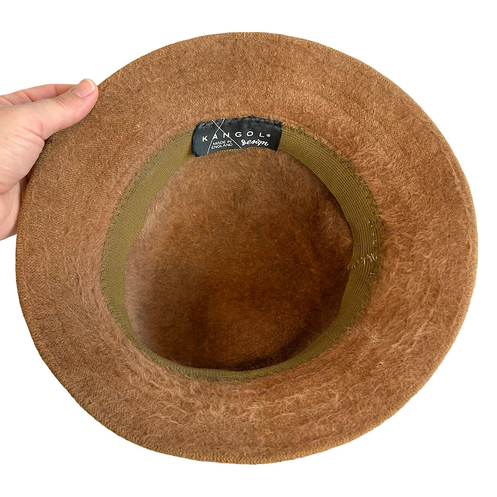 Thumbnail: Vintage 80s Kangol Angora Wool Caramel Brown Cloche Bucket Hat