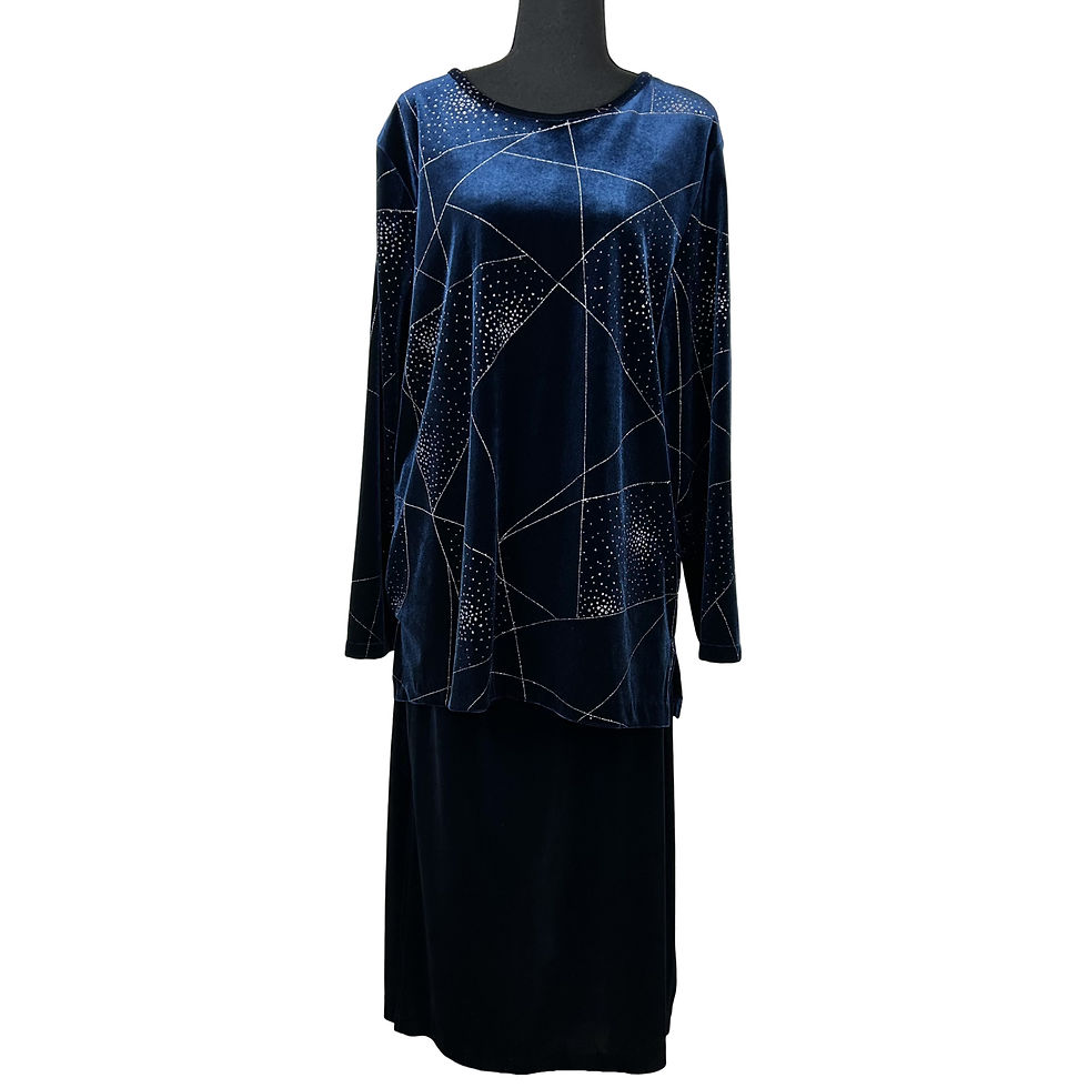 Thumbnail: Vintage 90s Alfred Dunner 2-Piece L/S Velvet Top & Maxi Skirt Set