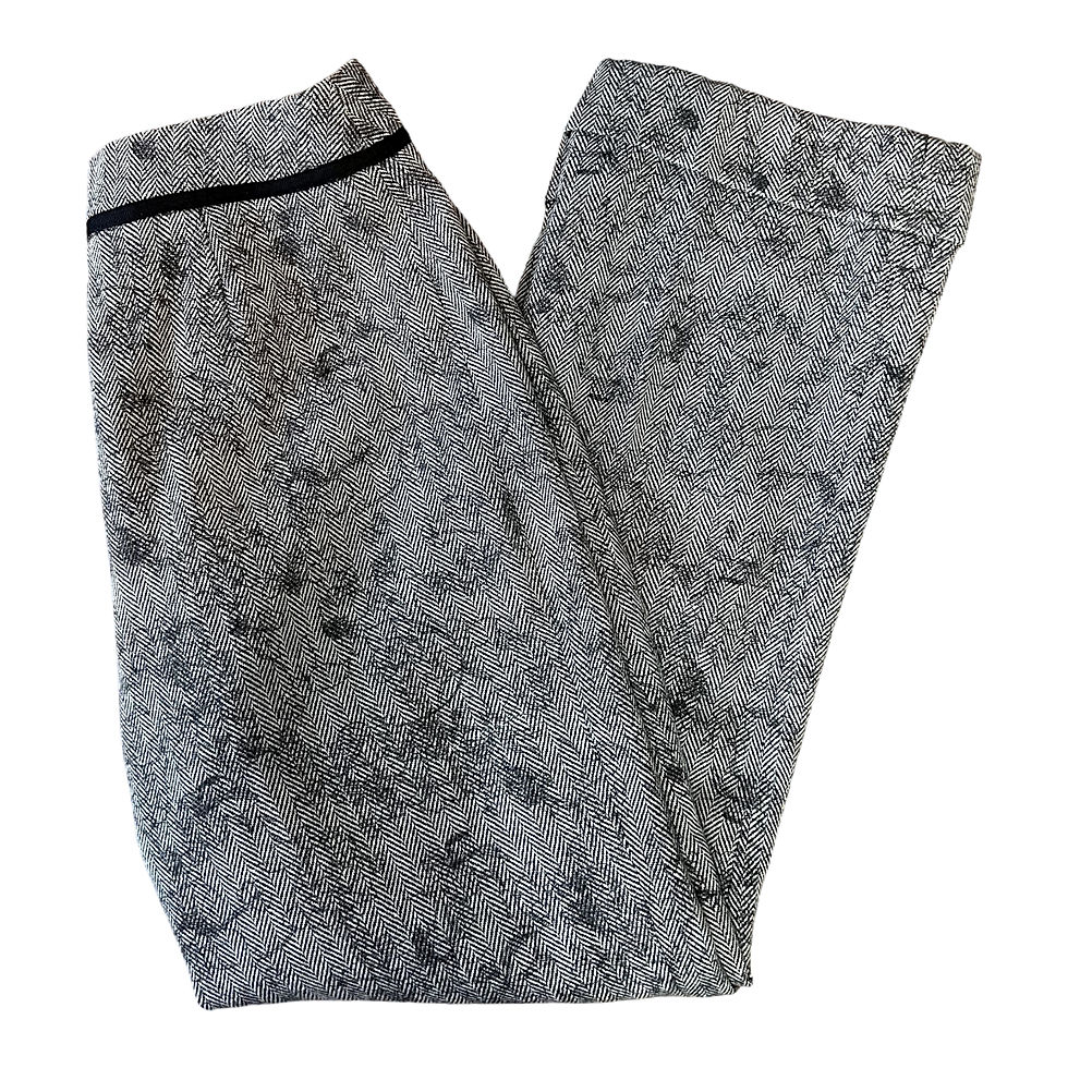 Thumbnail: Vintage 80s Pierre Cardin Wool Herringbone Lined Trousers