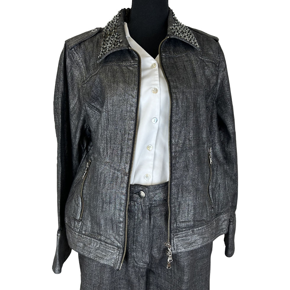 Thumbnail: Vintage 90s-Y2K Spanner Metallic Denim Jean Jacket and Jeans Set