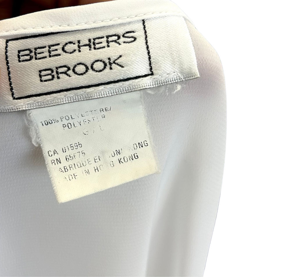 Thumbnail: Vintage 90s Beechers Brook White L/S Cropped Sheer V-Neck Blouse