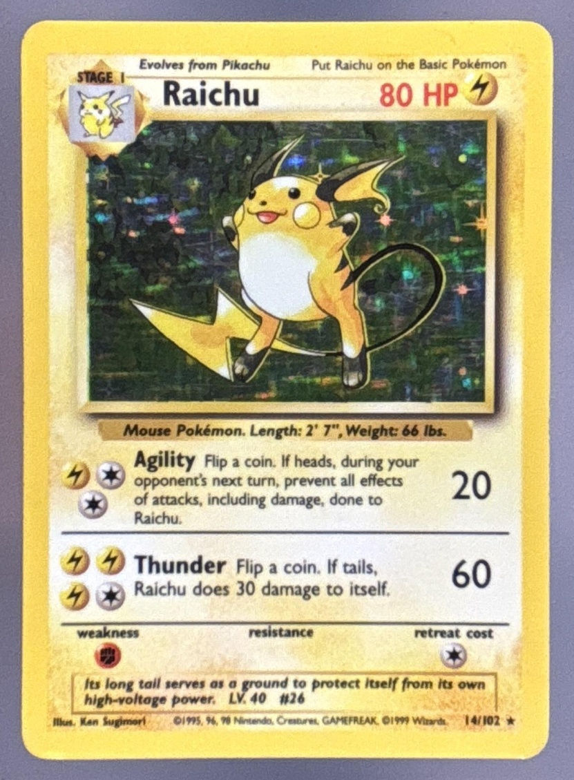 1999 Pokemon Gaming Unlimited Raichu Set #14/102 Rare Holo MP