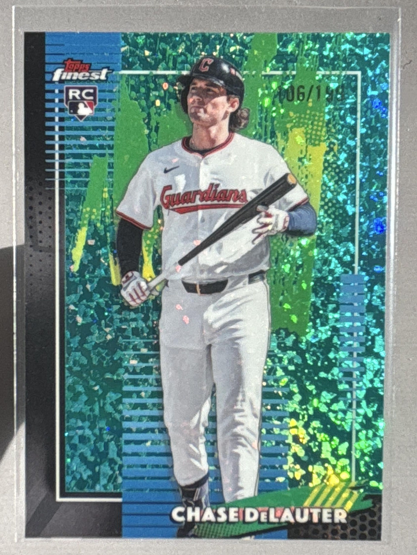 2026 Topps Finest Chase DeLauter Aqua Mini-Diamond /199 #35 RC Guardians - front