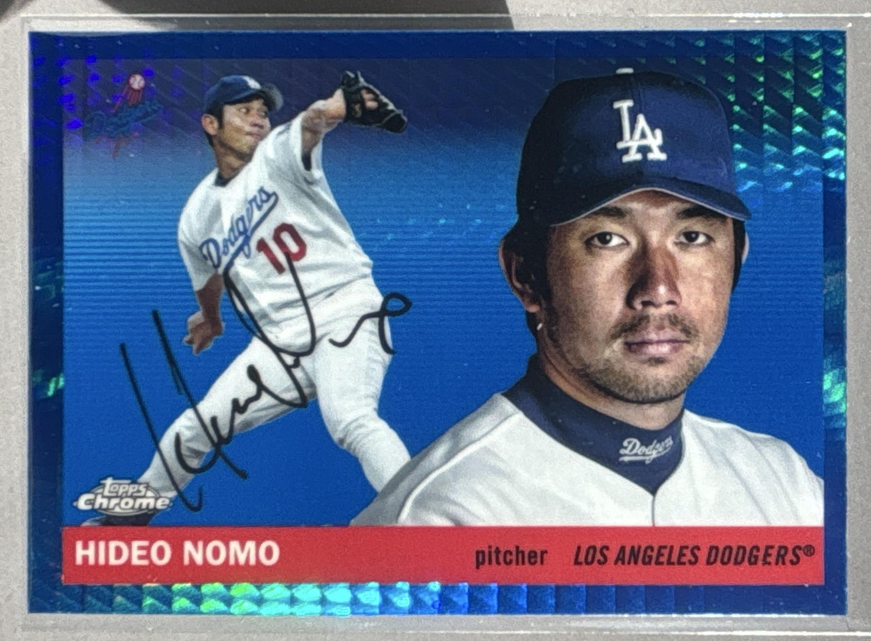 2025 Topps Chrome Platinum Hideo Nomo Blue Prism Refractor #233 Dodgers - front