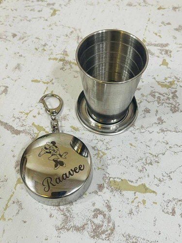 Personalised foldable steel glass for travel and picnics