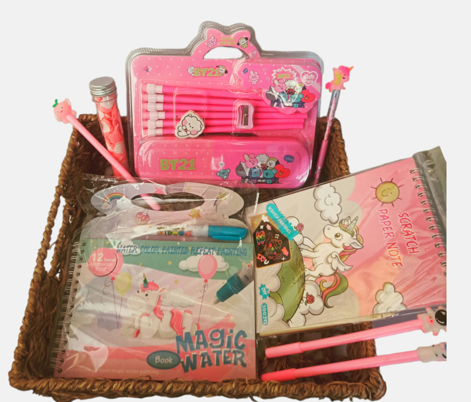 Pink unicorn stationery gift set