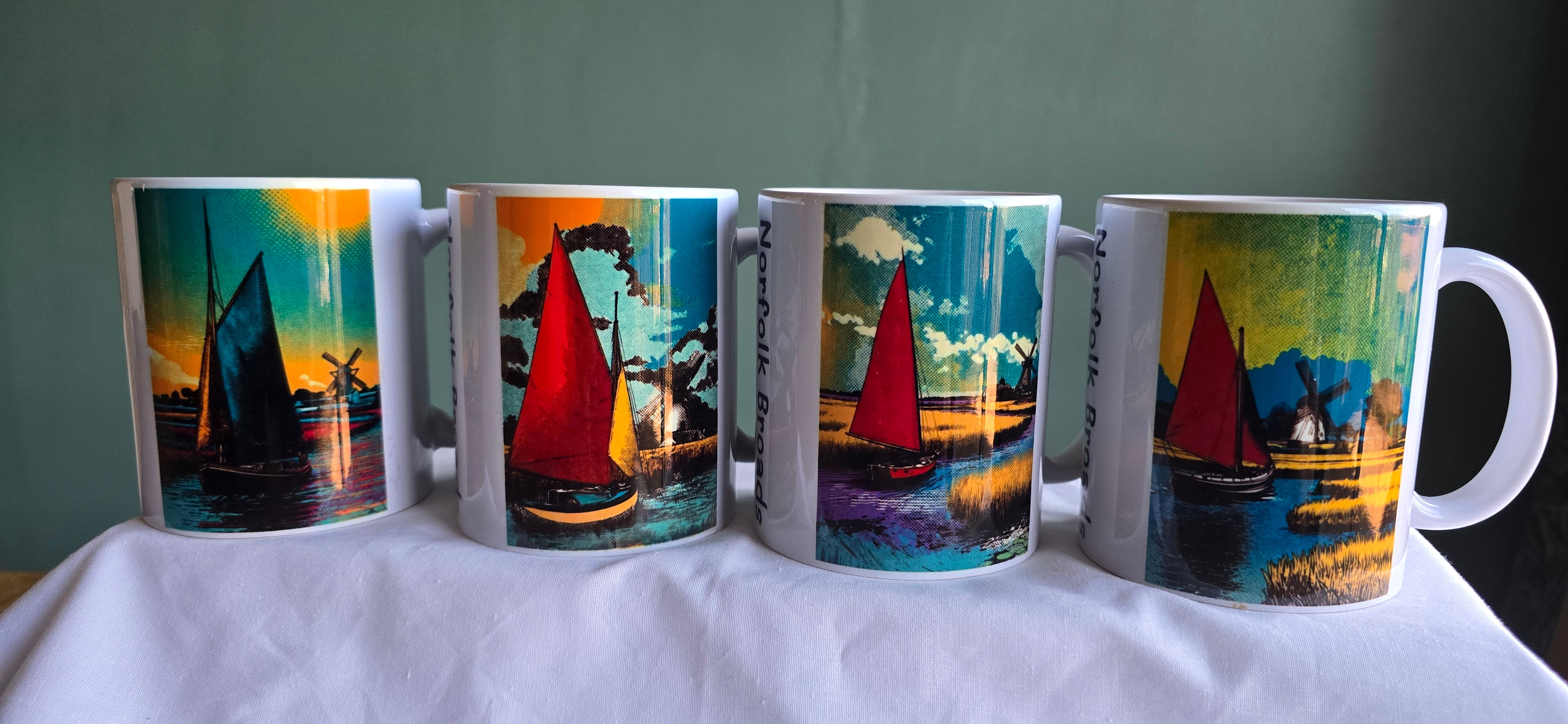 Norfolk Broads Inspired 4 Piece Mug Set