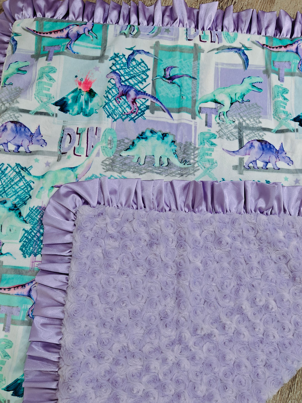 Thumbnail: Dinosaur Blanket ,Dino Blanket .Dino purple Blanket.