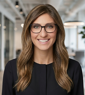 A woman with long brown hair and brown glasses, smiling. It's Joanne.