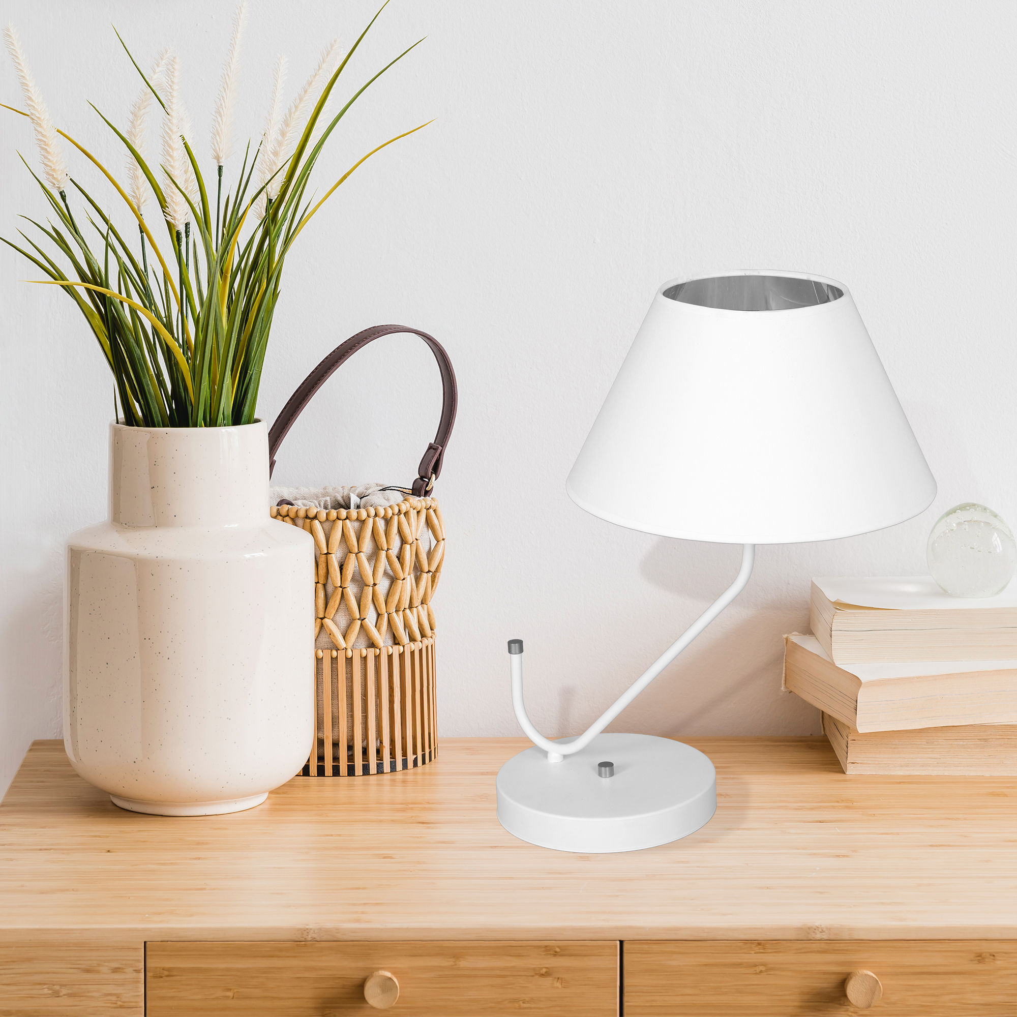 Lampe de Chevet 'SaintMartinduBec' 1 xE27 Métal_Textile Sans Ampoule