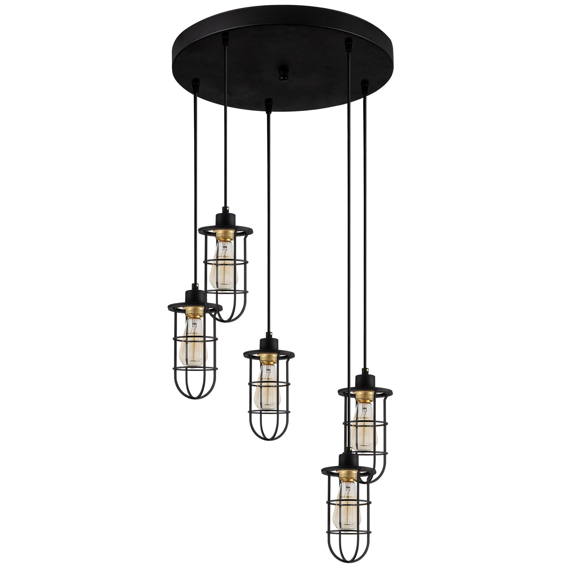 Suspension LED 'Valforêt'74' Noir 5 xE27