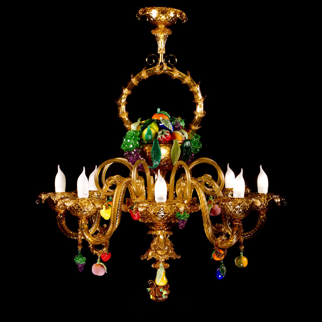 Suspension LED En Verre 'Murano' Fait Main'Canestro di Frutta' 8 x E14