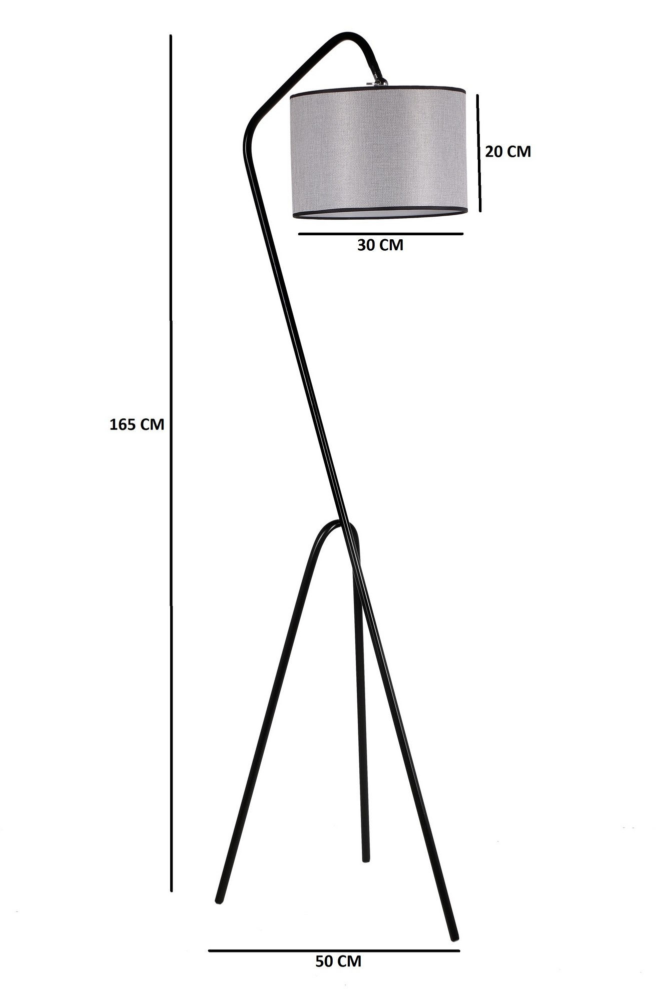 Lampadaire LED 'Clenleu 04' Noir/Gris 1 xE27