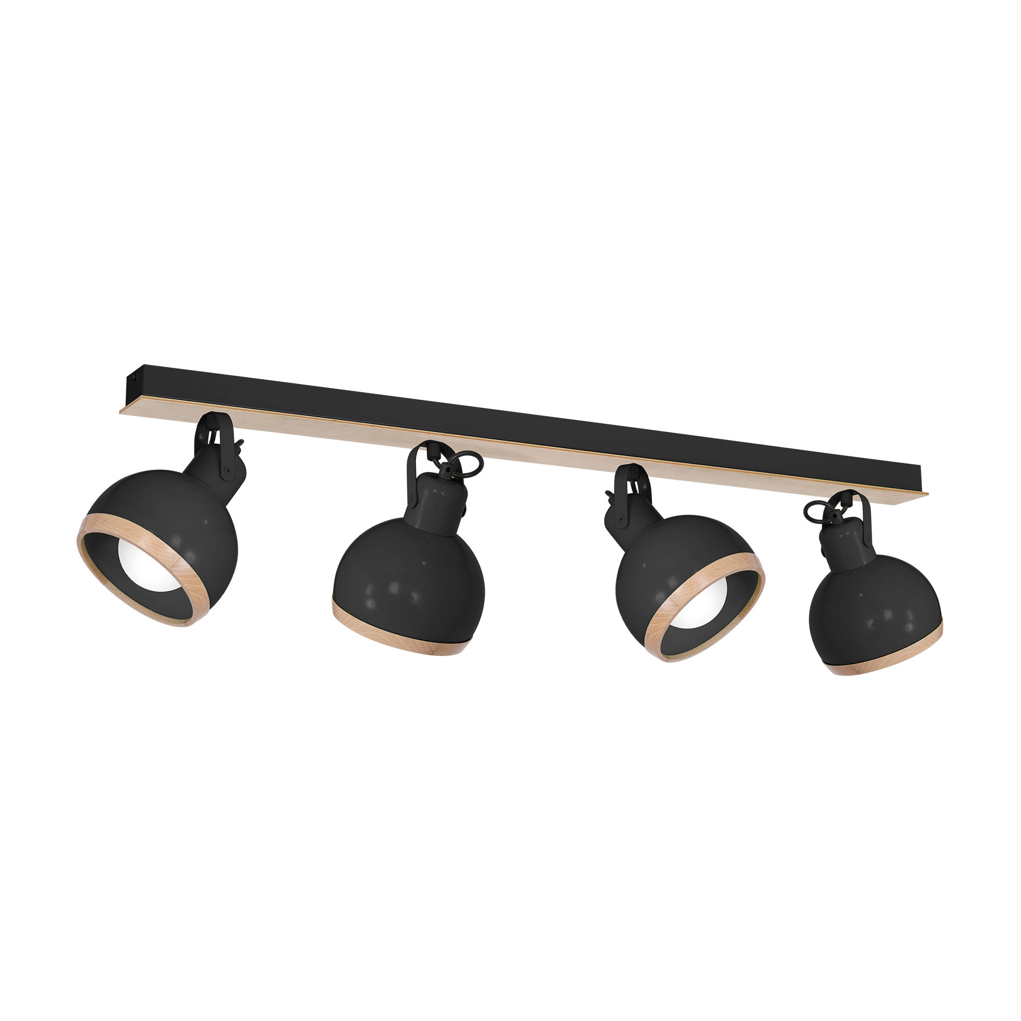 Plafonnier LED 'Urdès' 4 xE27 Métal + Bois Sans Ampoule