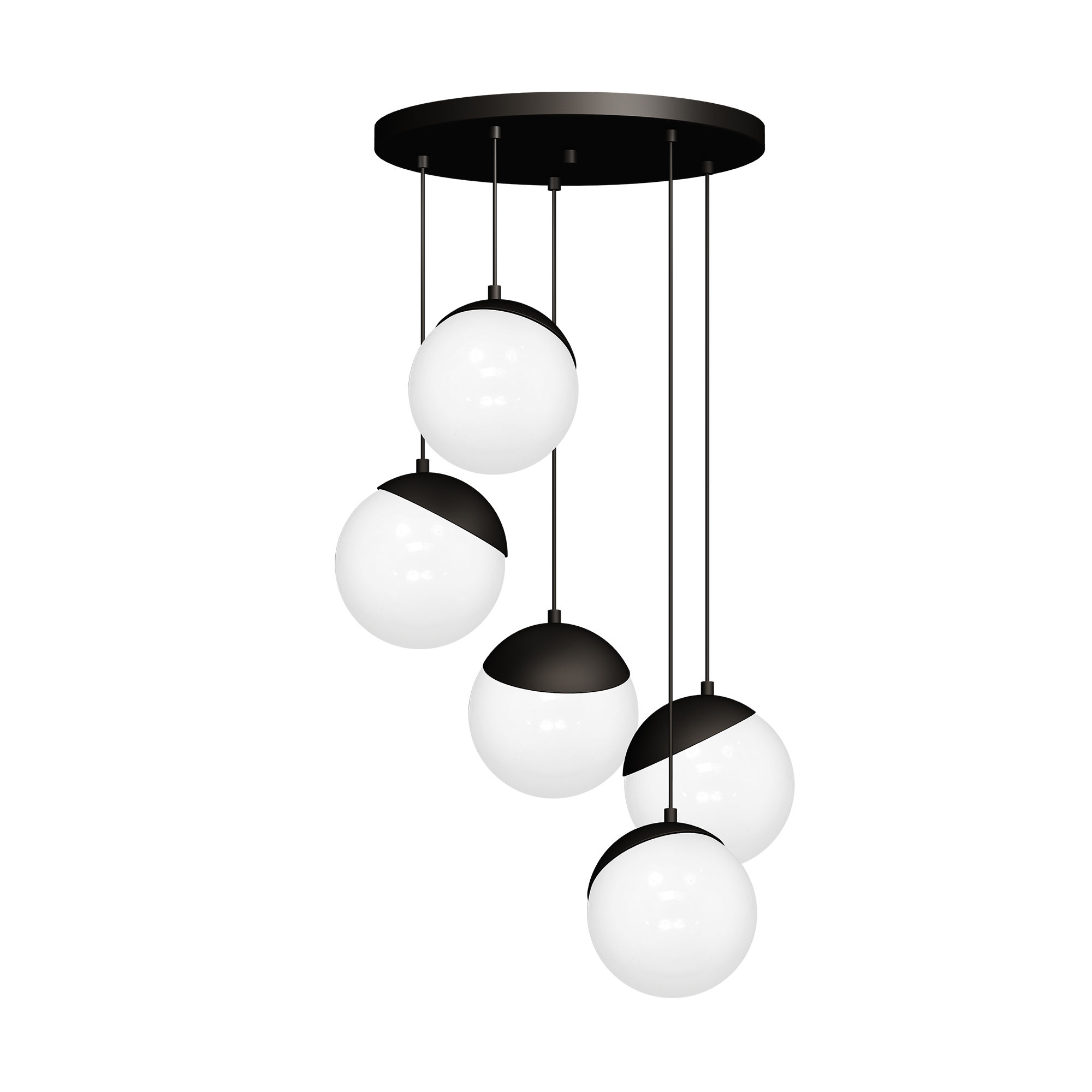 Suspension LED 'CannesÉcluse' 5 xE14 Métal + Verre Sans Ampoule