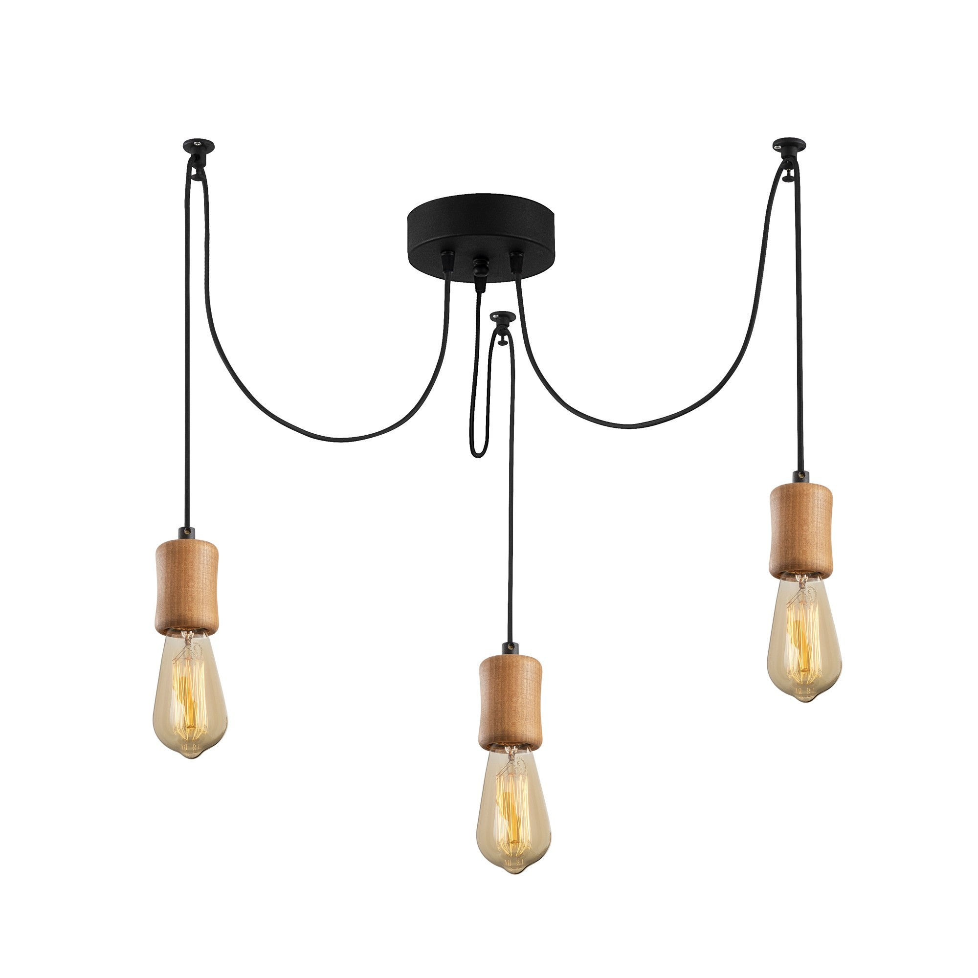 Suspension LED 'Trugny'76' Noir 3 xE27