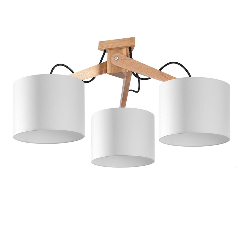 Plafonnier LED 'Clastres' Bois/Blanc Neutre IP20 3 xE27