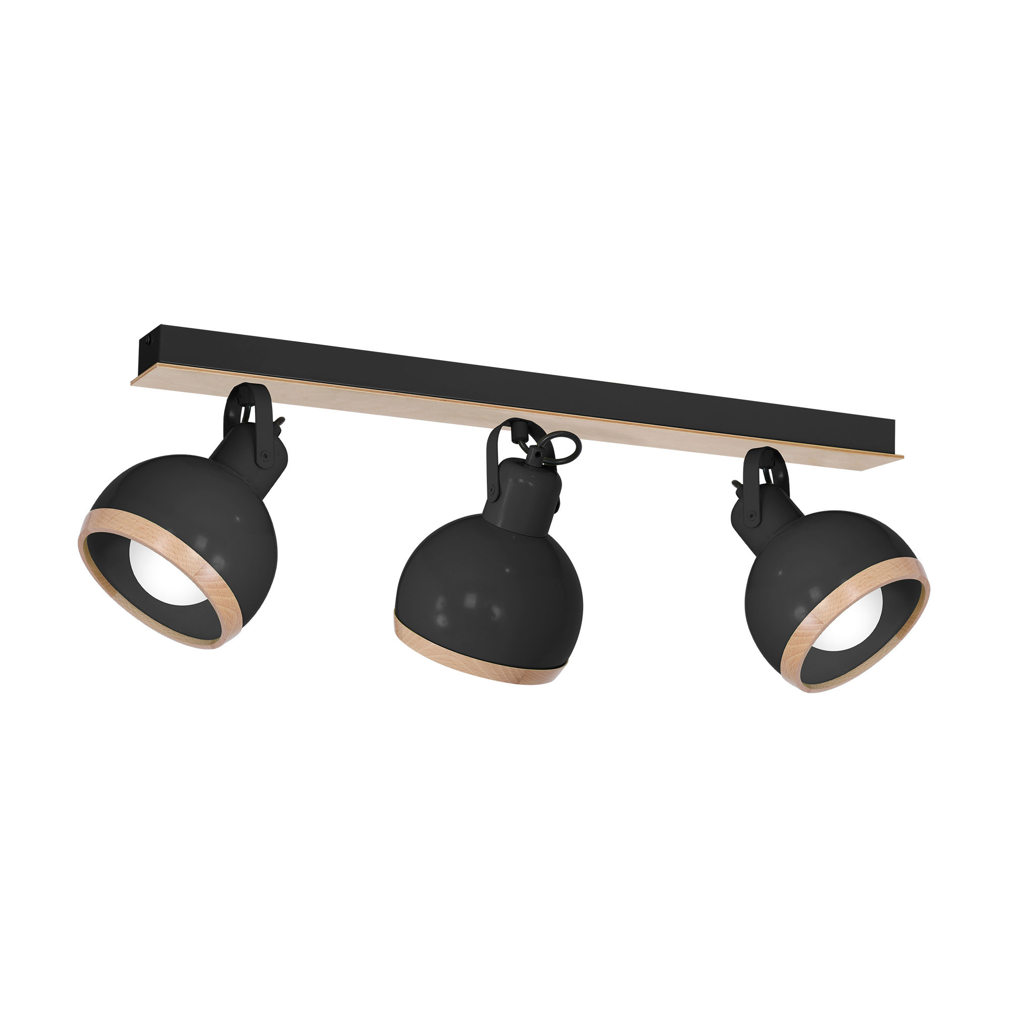 Plafonnier LED 'Urdès' 3 xE27 Métal + Bois Sans Ampoule