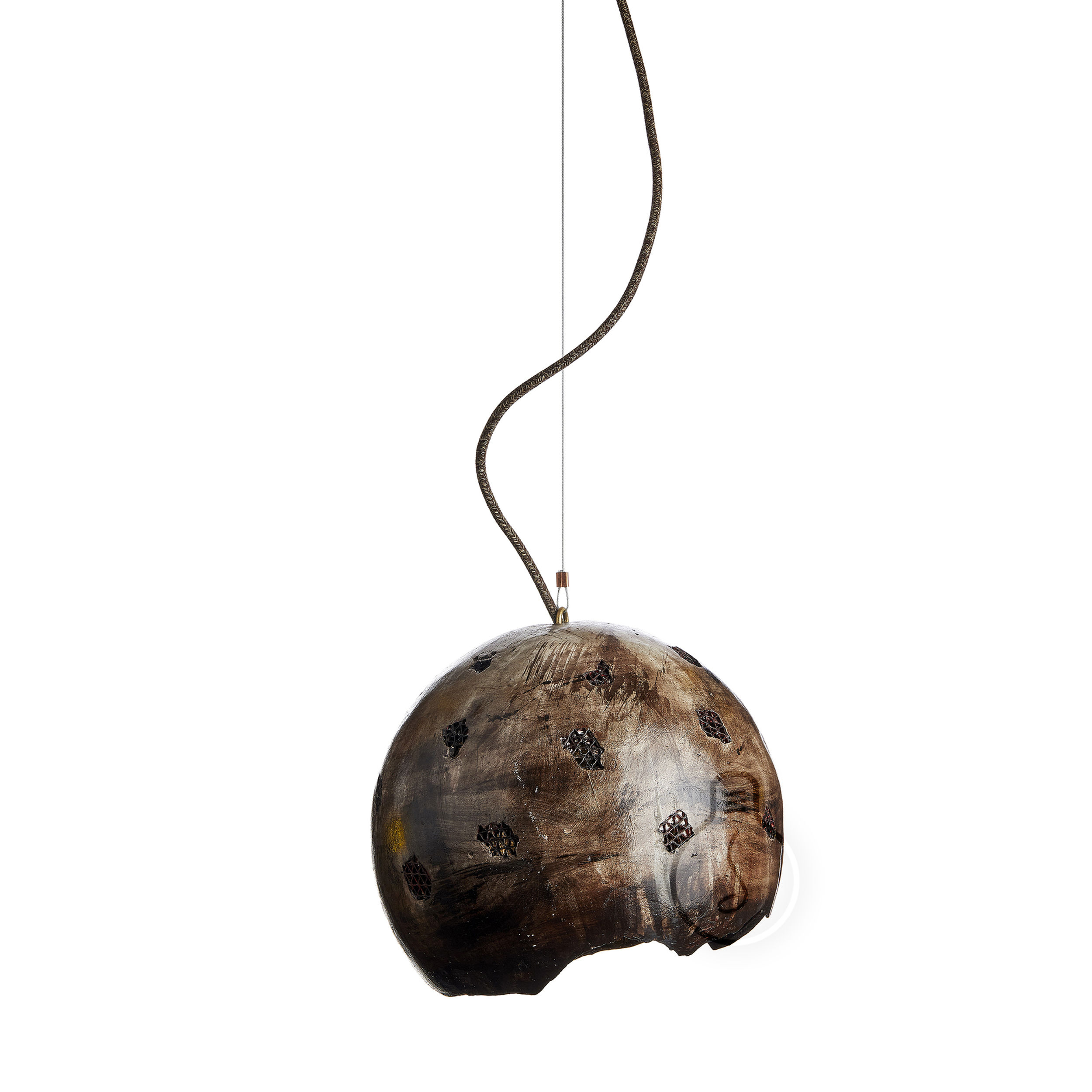 Suspension LED E27 'Fresnay-le-Samson' Rochey Papier Rosace Câble