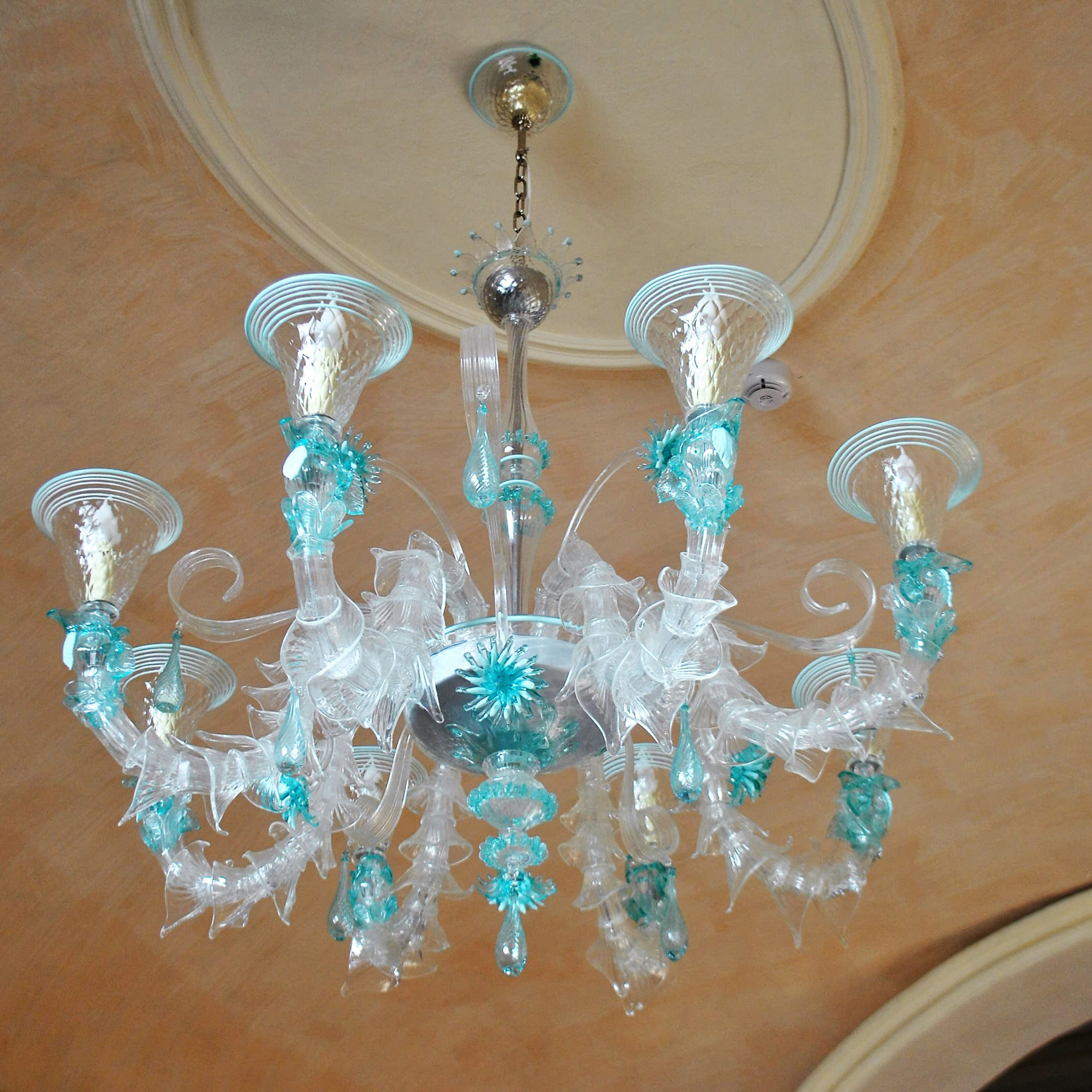 Suspension LED En Verre 'Murano' Fait Main'Tiffany LED phin Lite' 8 x E14