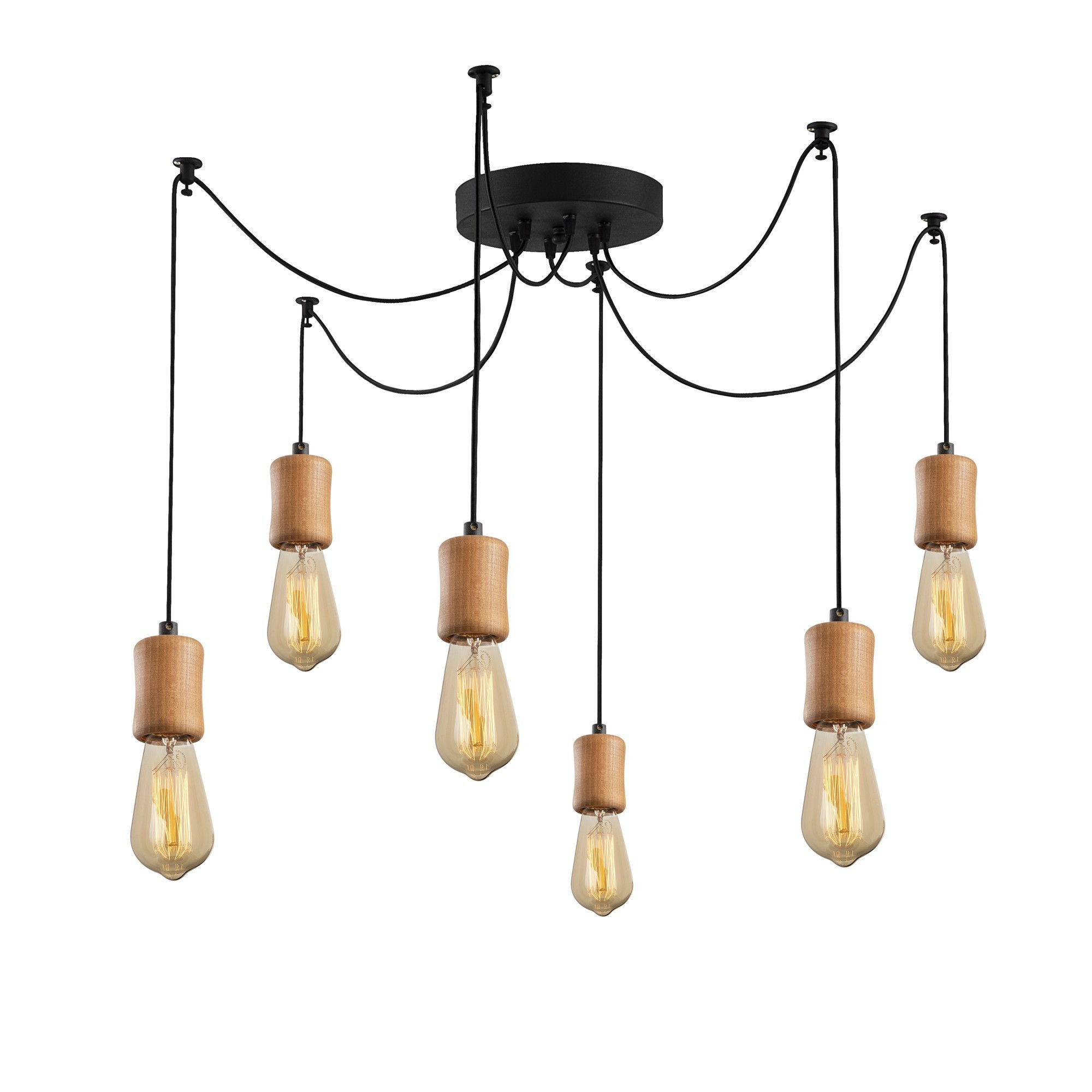 Suspension LED 'Trugny'78' Noir 6x E27