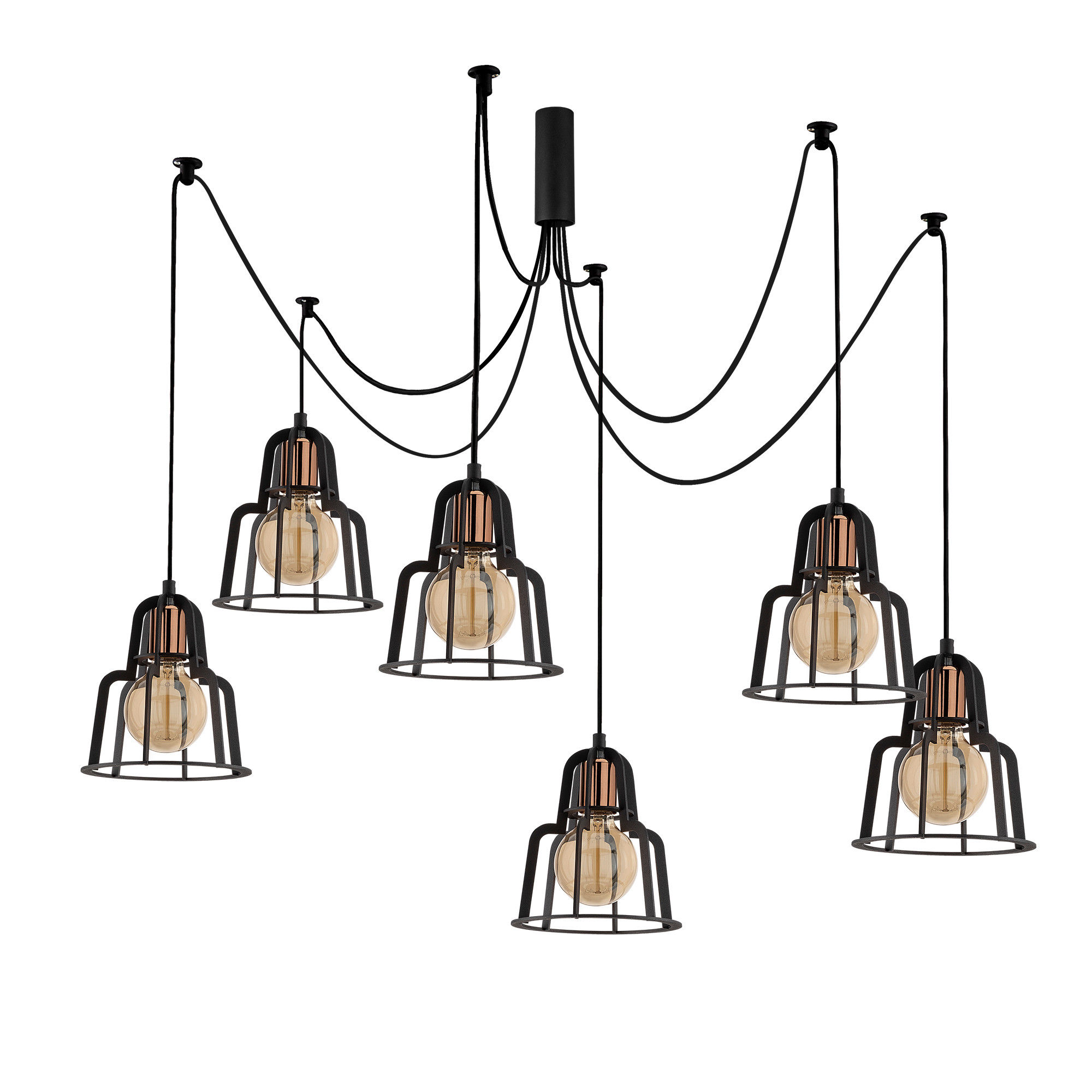 Suspension LED 'Cazac' Noir 6 x E27