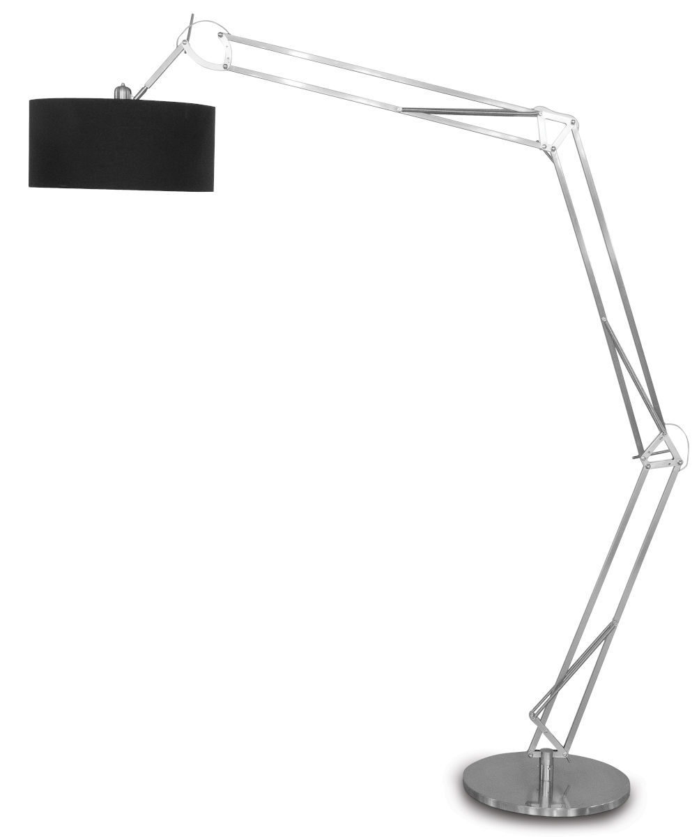 Lampadaire LED 'L'étaux'Dragey-Ronthon' Nickel 320cm/Abat Jour 60x30cm